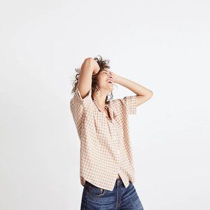 Madewell Courier Side-Button Shirt in Gingham Check (Size M)